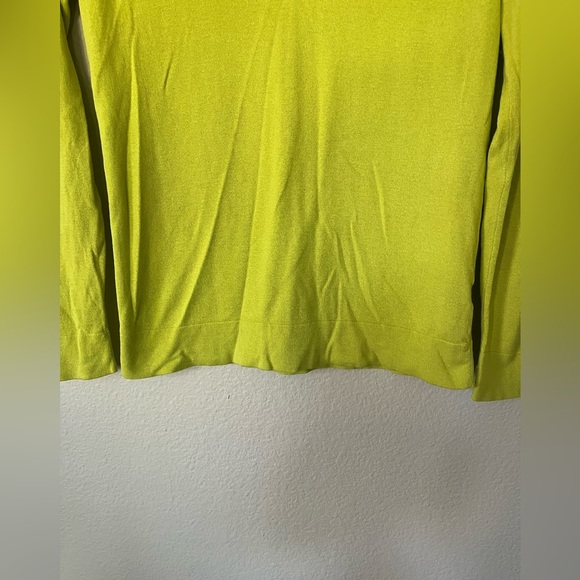Sak's Fifth Avenue Lemon Lime V Neck Silk & Cashmere Sweater Women's Size S - Picture 7 of 13